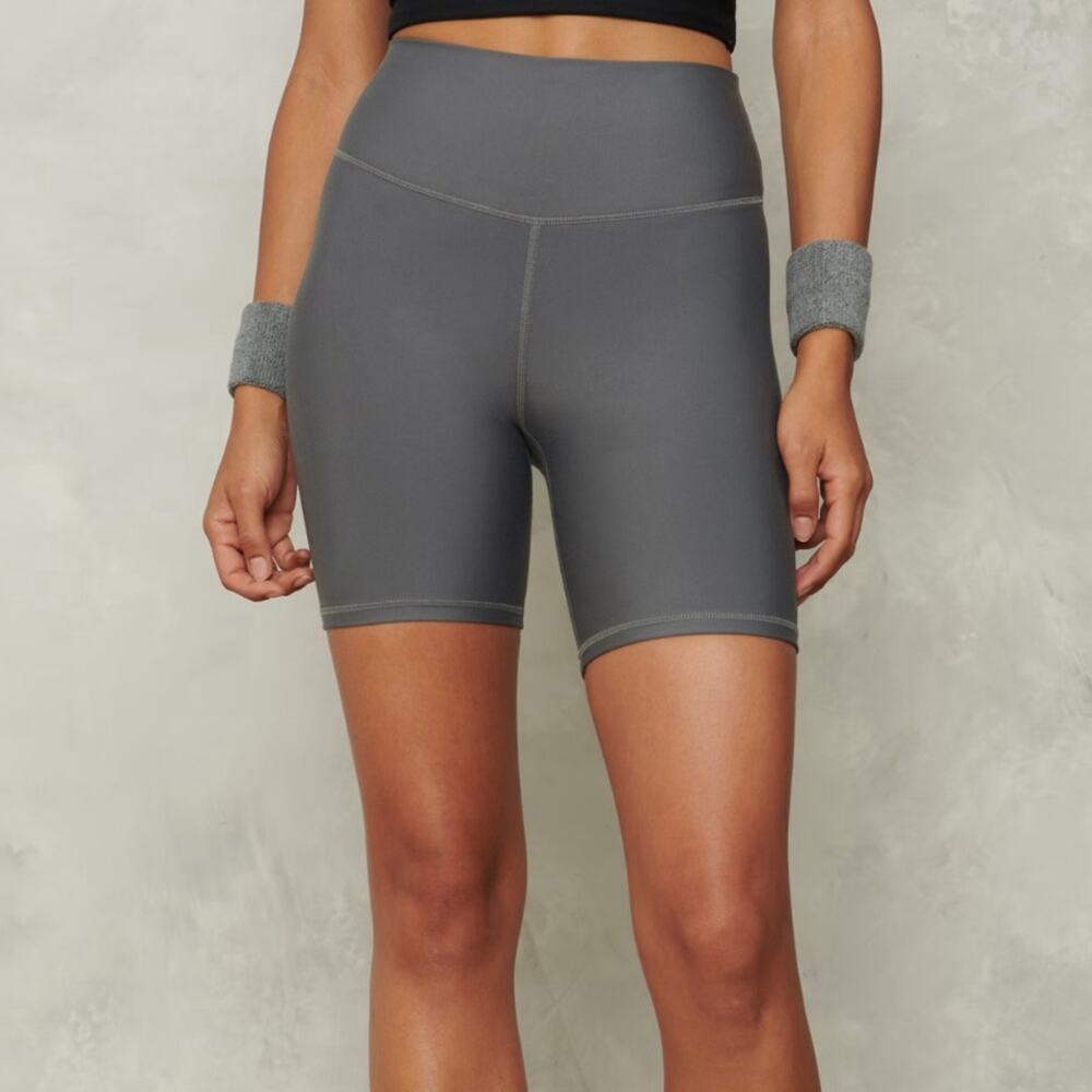 Abercrombie & Fitch Metallic Crop Top and Bike Shorts Set Athleisure Size Medium - Picture 2 of 9